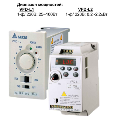 Преобразователь частоты Delta VFD004L21B 0,4Вт 1-ф 220В